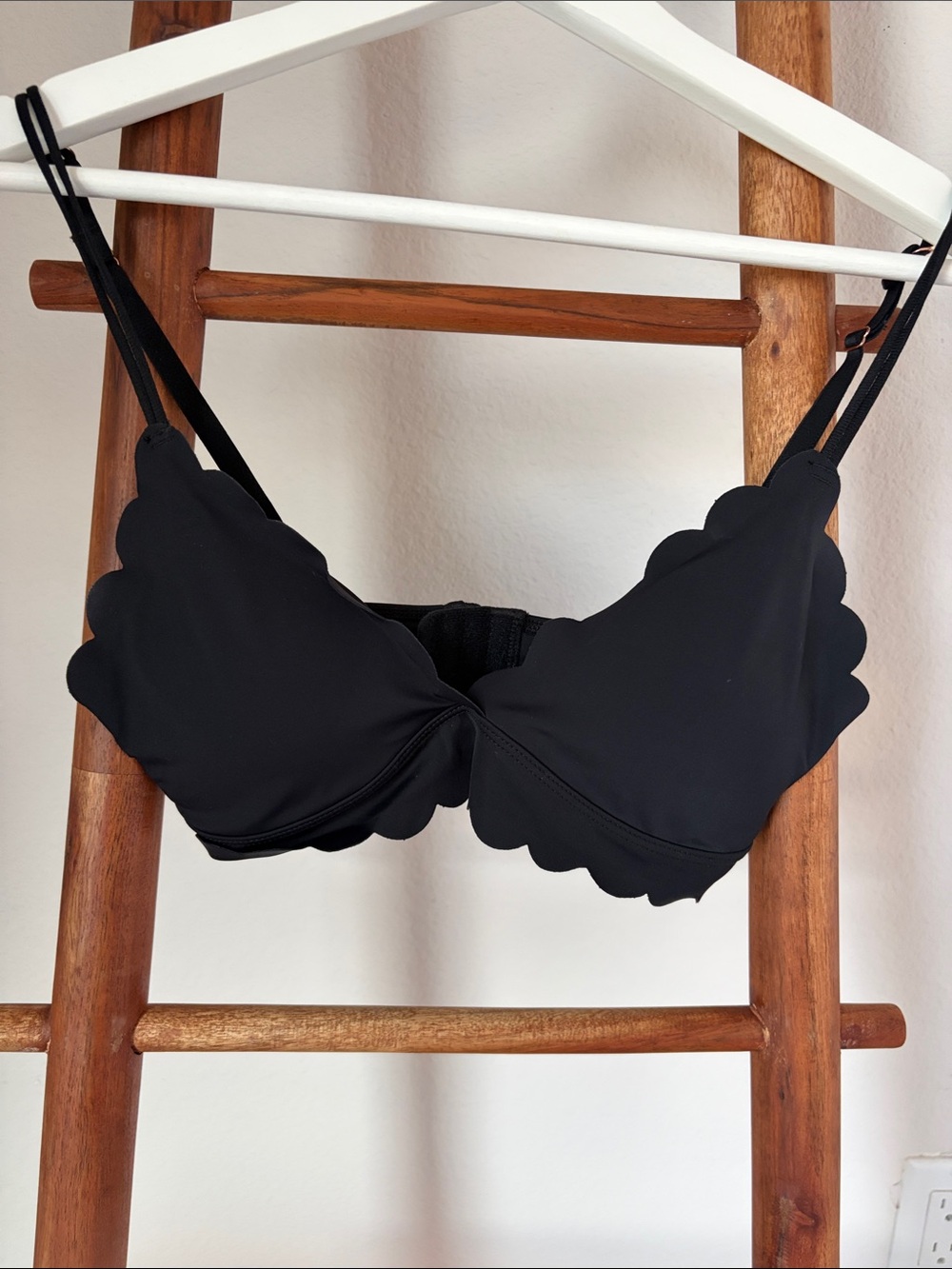 Anthropologie Black Scalloped Edge Bralette